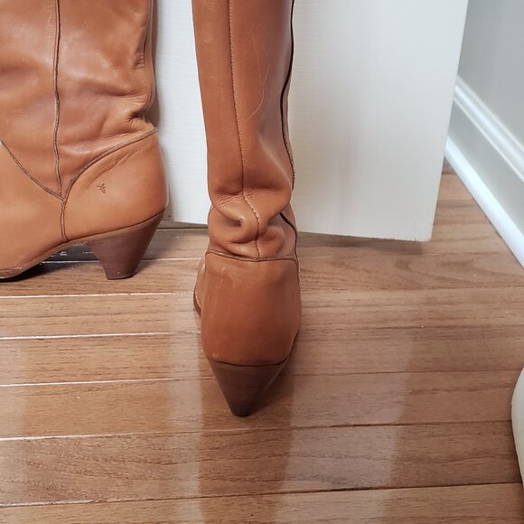 Frye Vintage Brownstone Susie Fold-over Slouchy Heeled Boots Womens - Picture 9 of 11